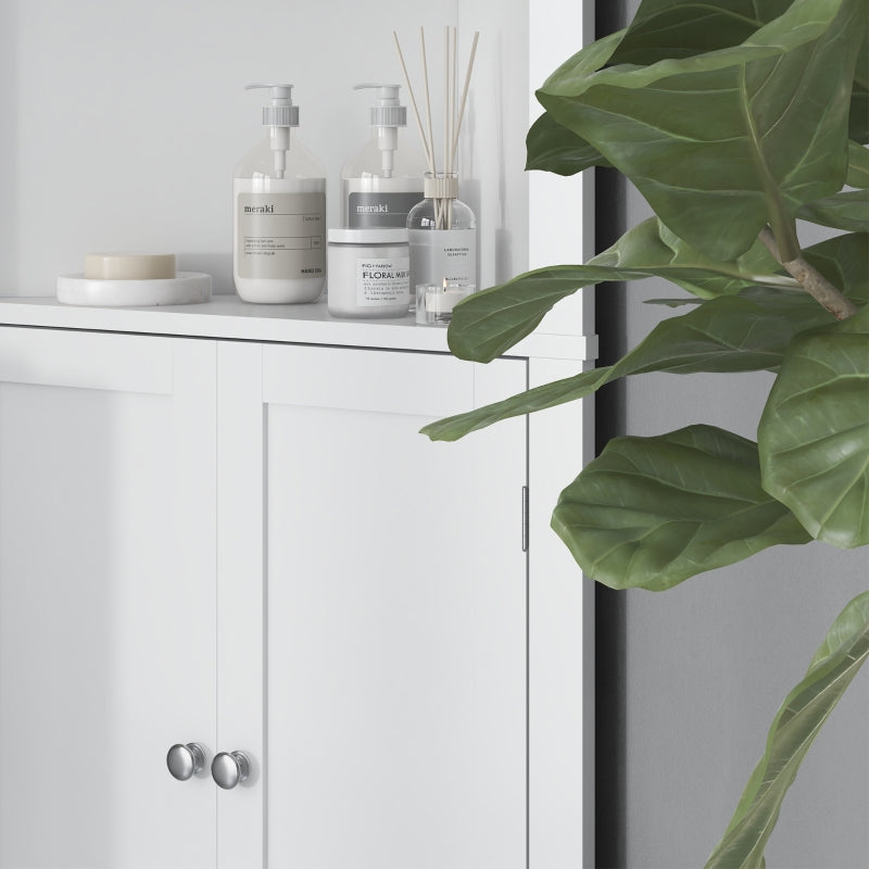 White Triangle Bathroom Storage Cabinet with Cupboard and Shelves