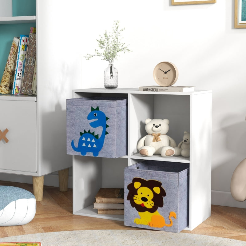 White Kids Toy Box with Two Fabric Drawers - 61.8 x 29.9 x 61.8cm