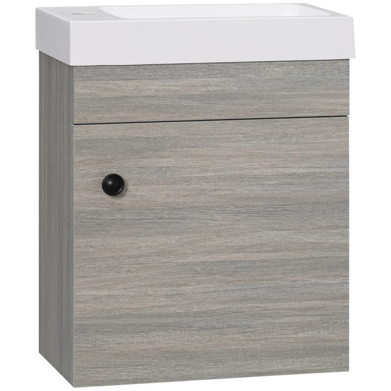 Grey Wall Mounted Bathroom Vanity with Basin and Storage