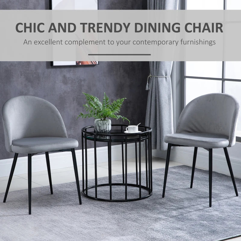 Grey Fabric Dining Chairs Set of 2 for Office Kitchen Living Room