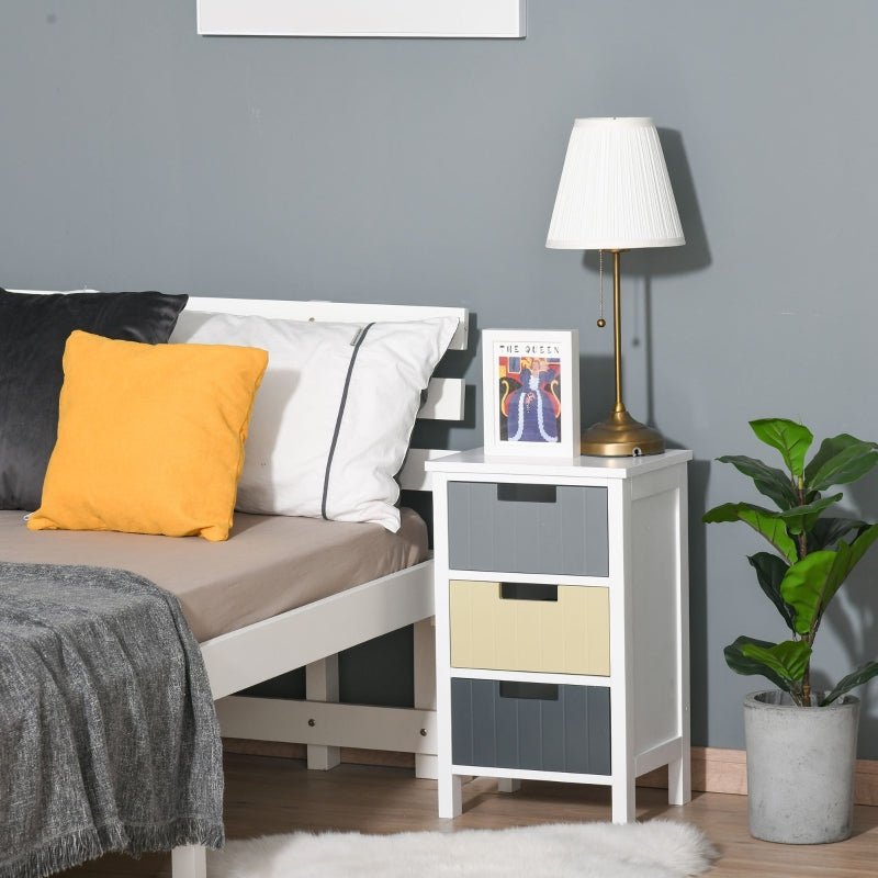 3-Drawer White Storage Side Cabinet - Home Furniture