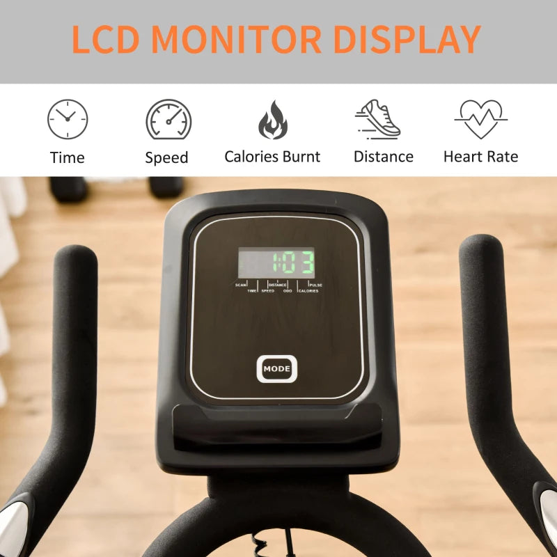 Black Indoor Cycling Exercise Bike with LCD Monitor