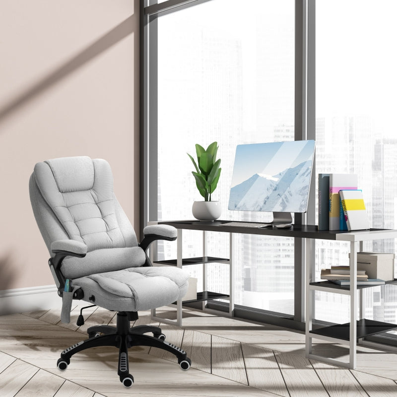 Light Grey Ergonomic Massage Office Chair with Heated Back Support