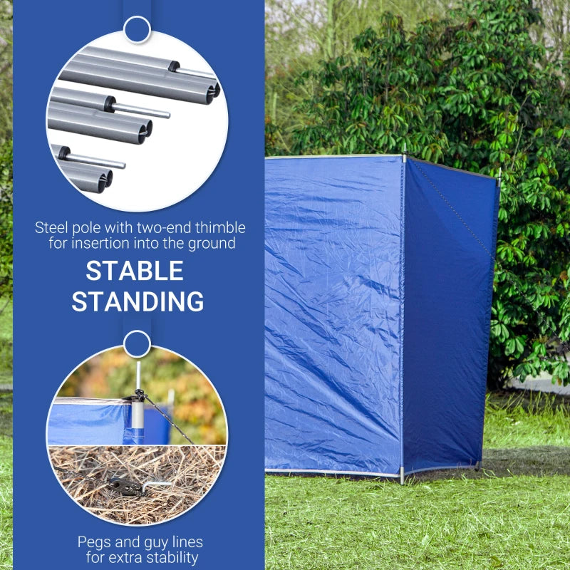 Portable Blue Camping Windbreak with Steel Poles, 620cm x 150cm