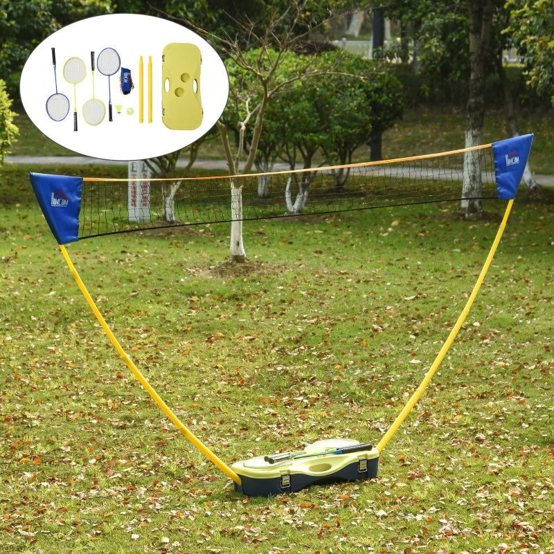 Portable Folding Badminton Set with Rackets and Shuttlecocks - Blue