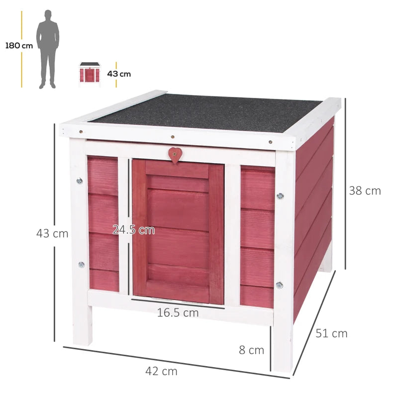 Red Wooden Rabbit Hutch 51 x 42 x 43 cm by