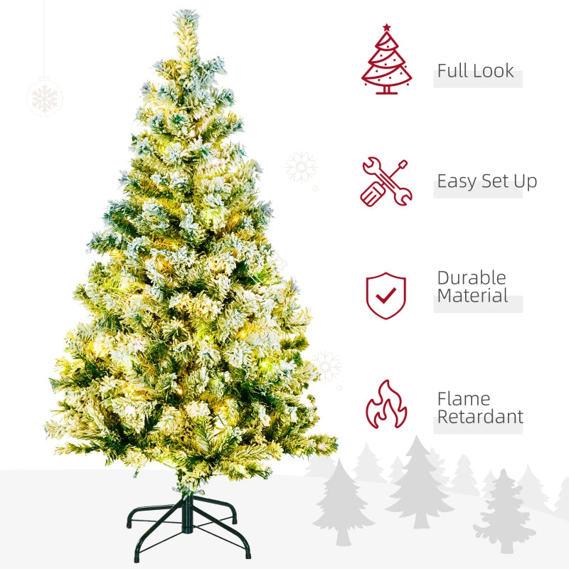 4.5' Frosted Artificial Christmas Tree with LED Lights - White or Colourful