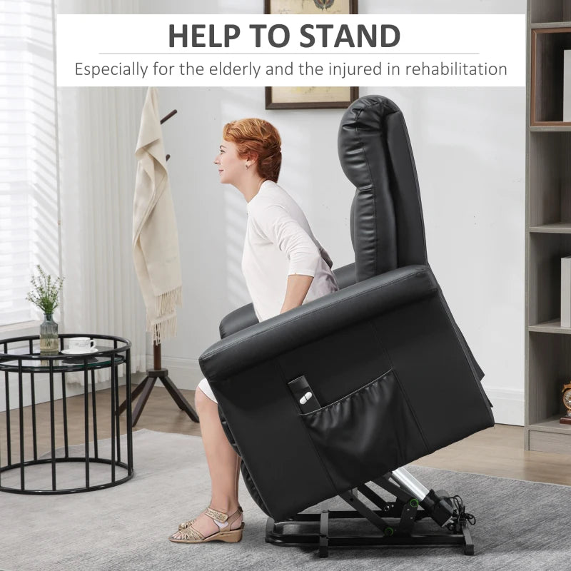 Black Power Lift Recliner Chair for Elderly with Remote Control