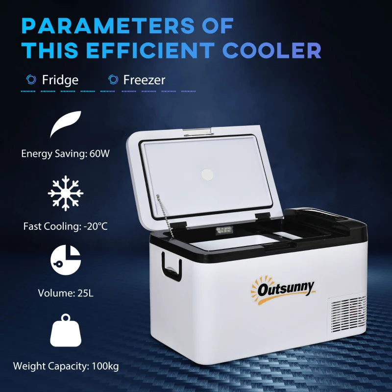 Portable 25L Car Refrigerator with LED Light - Compressor Cooler & Freezer