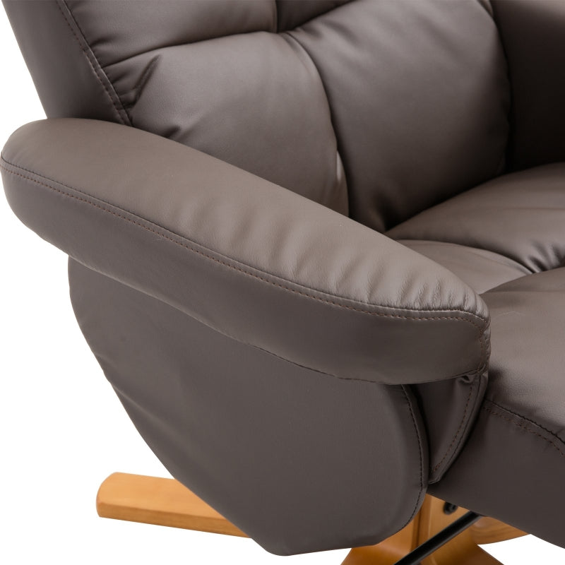 Brown Swivel Recliner Armchair with Ottoman and Storage Footstool