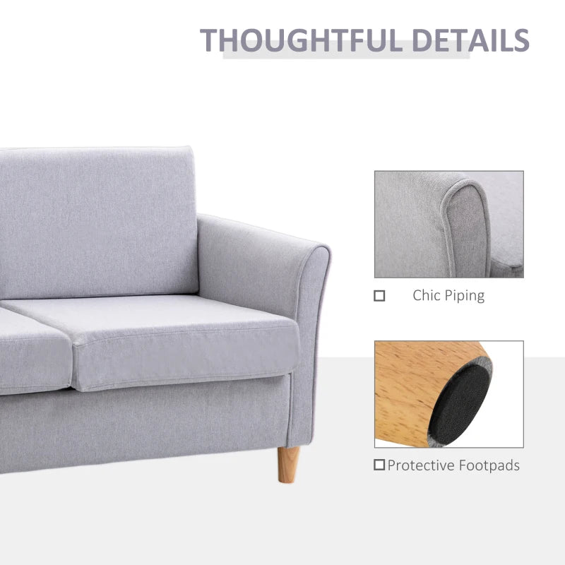 Grey Linen Two-Seater Sofa