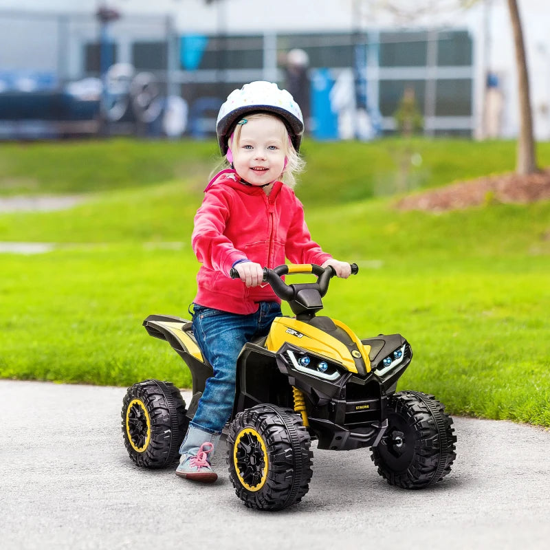 Yellow Kids Ride-On Quad Bike with Music and Horn - Ages 3+