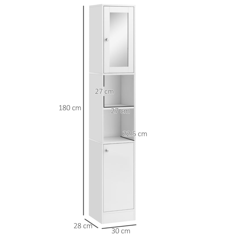 White Bathroom Mirror Cabinet with Adjustable Shelves