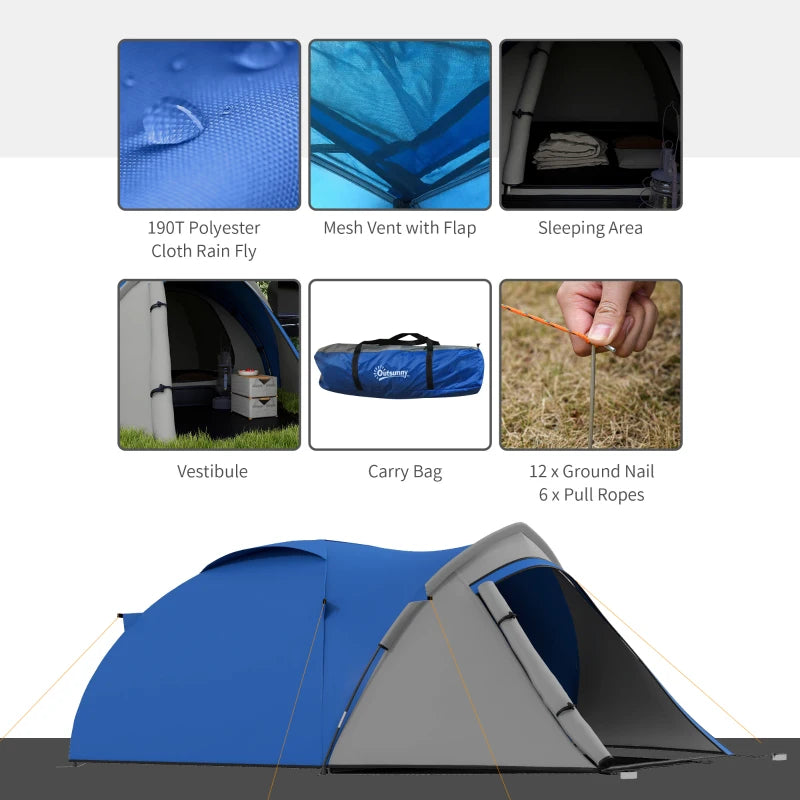 Blue/Grey 2-Person Dome Tent with Front Vestibule