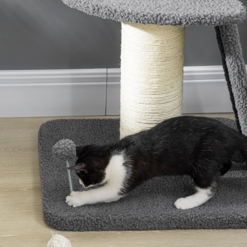 Cat Tree Tower with Scratching Posts and Toy Ball - Dark Grey