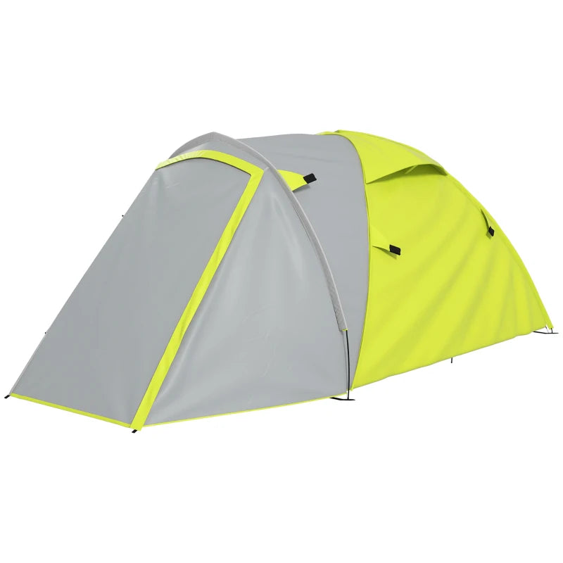 Yellow/Grey 2-Person Dome Tent with Front Porch and Accessories