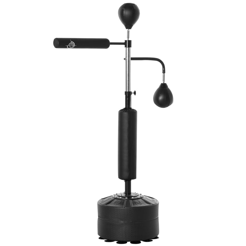 Adjustable Height Freestanding Boxing Punching Bag Stand with Speed Balls - Black