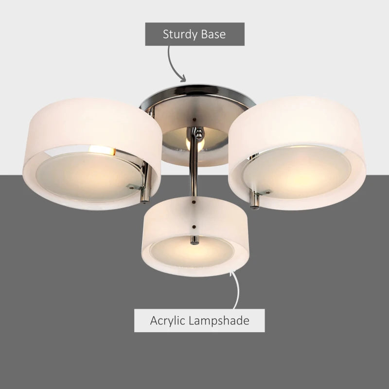 Chrome Finish Acrylic 3-Light Pendant Chandelier - Clear