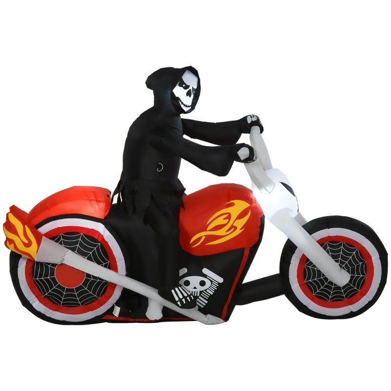 Black Inflatable Grim Reaper Motorcycle Halloween Decoration with LED Lights