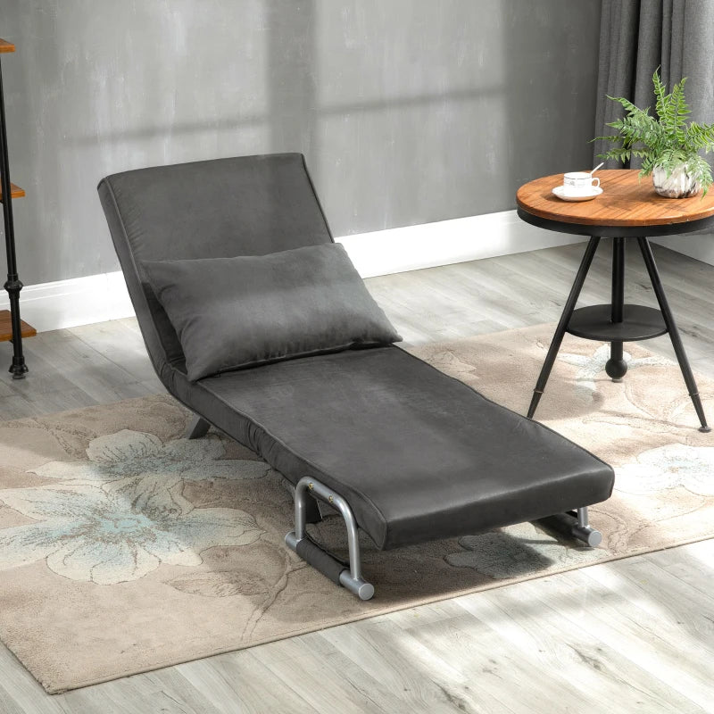 Dark Grey 4-in-1 Foldable Sofa Bed Chair with Pillow