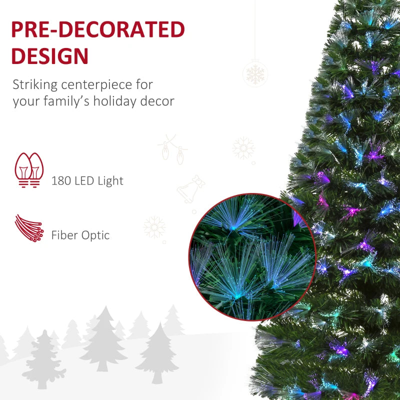 5FT Multicoloured Fibre Optic Christmas Tree with Metal Stand