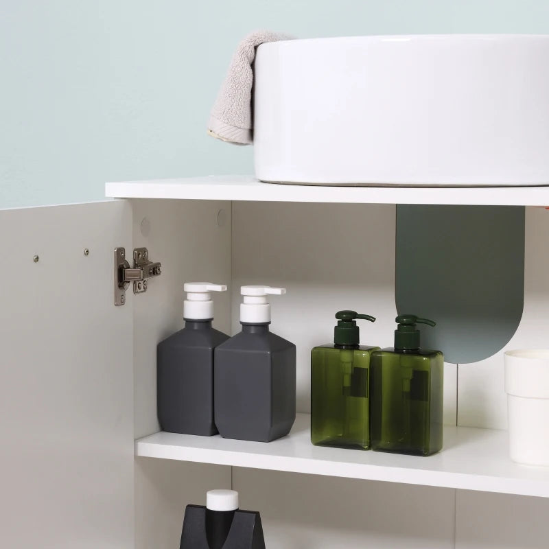 White Under Sink Bathroom Storage Cabinet with Adjustable Shelf