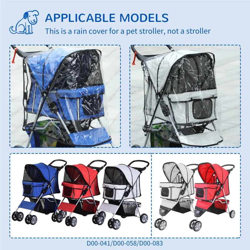 Waterproof Dog Stroller Cover, Rear Entry Rain Shield for Pet Pram