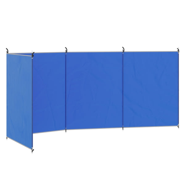 Portable Blue Camping Windbreak with Carry Bag, Steel Poles - 450cm x 150cm