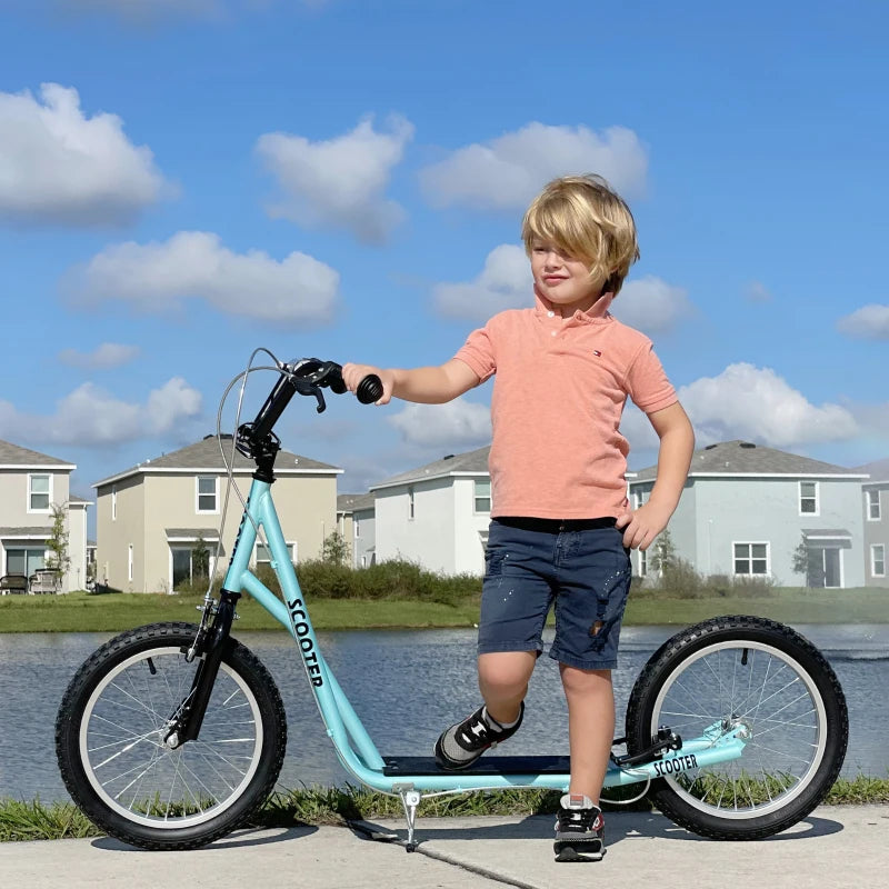 Blue Kids Kick Scooter with Adjustable Height, Anti-Slip Deck, Dual Brakes, Rubber Tyres