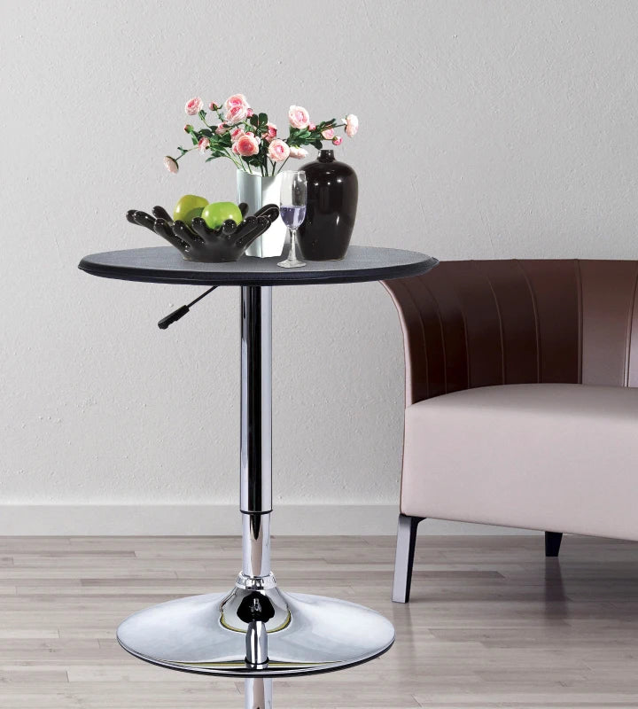 Black Round Bistro Bar Table with Adjustable Height