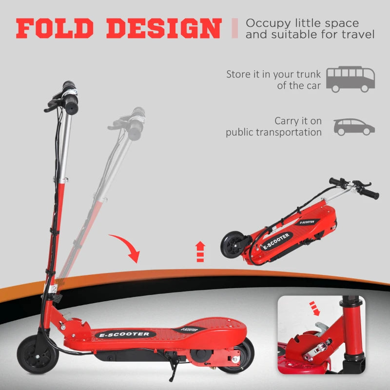 Red/Black Folding Electric Kids Scooter for Ages 7-14