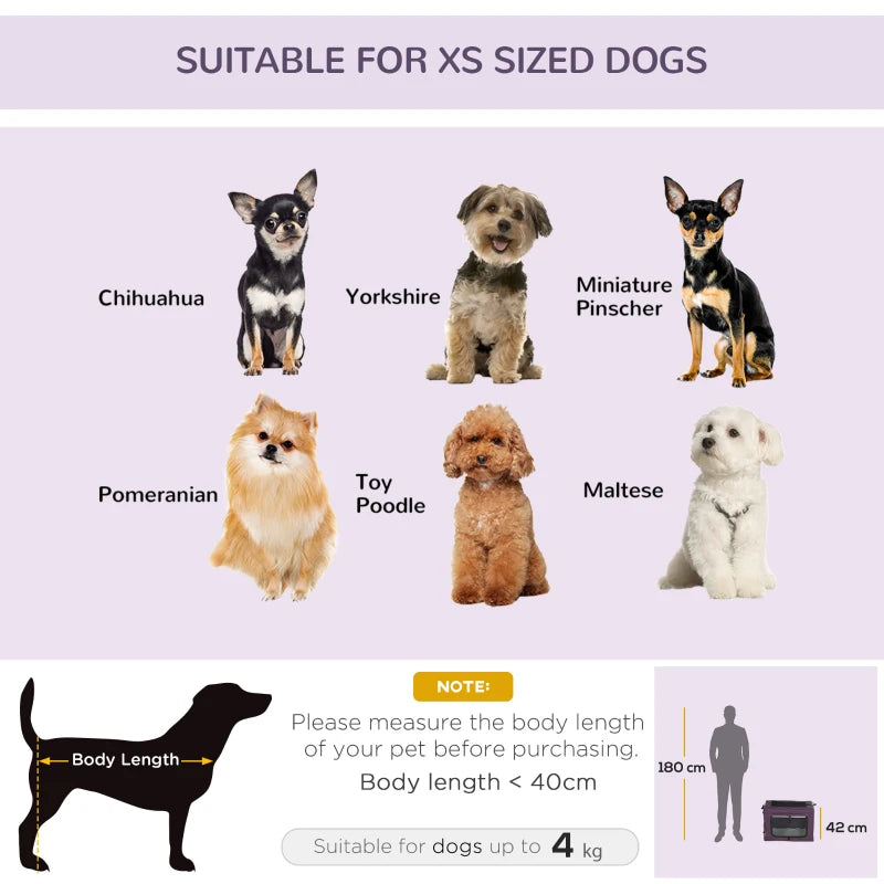 Purple Pet Carrier with Cushion for Miniature Dogs - 60cm