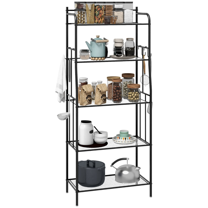 Black 5-Tier Steel Kitchen Shelving Unit