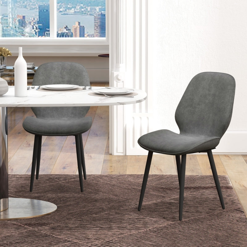 Grey Velvet Dining Chairs, Set of 2 with Metal Legs for Living Room