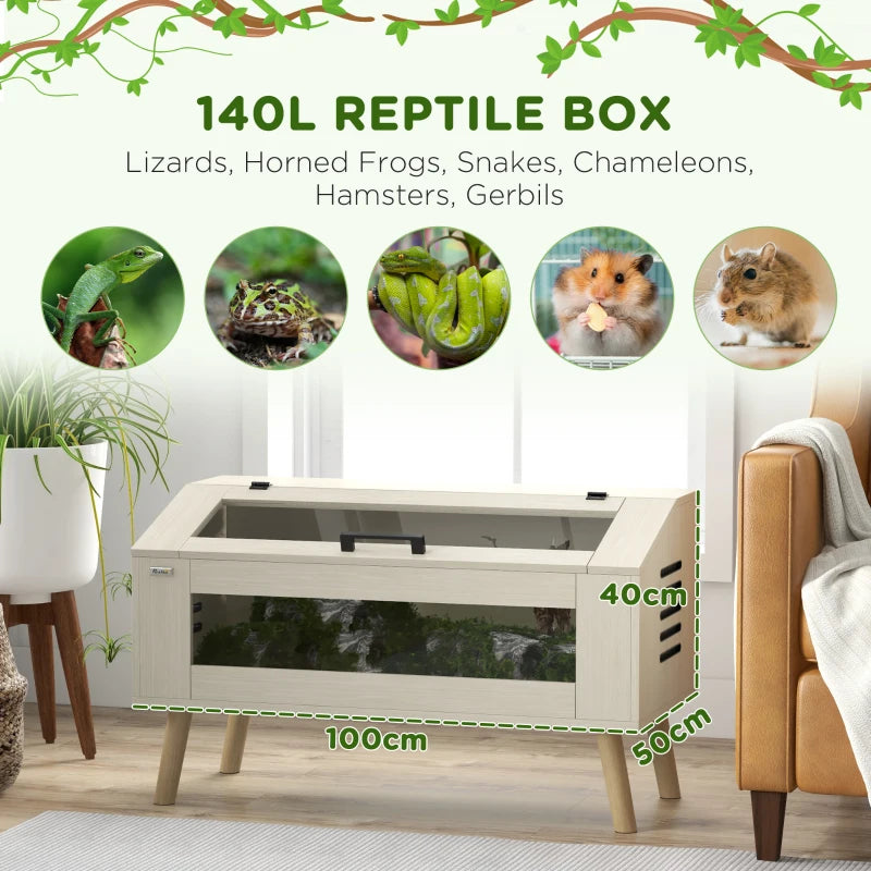 140L Reptile & Small Animal Vivarium with Tempered Glass Windows