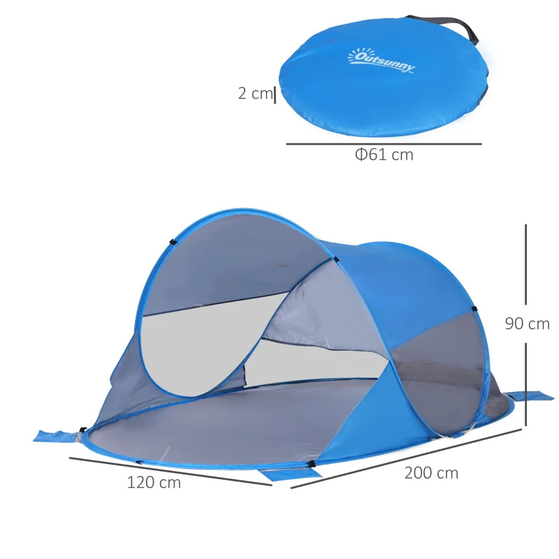 Blue Fibreglass Frame 2-Person Pop-Up Camping Tent