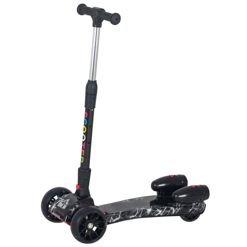 Black Kids 3-Wheel Scooter with Adjustable Height and Engine-Look Water Spray