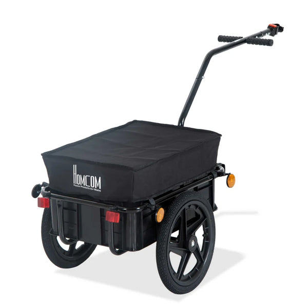 Black Cargo Bike Trailer with Utility Luggage Carrier
