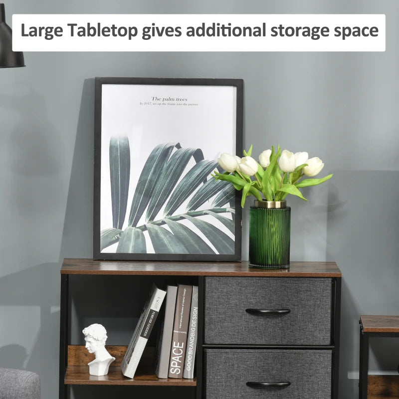 Black Fabric Drawer Storage Cabinet with Shelves