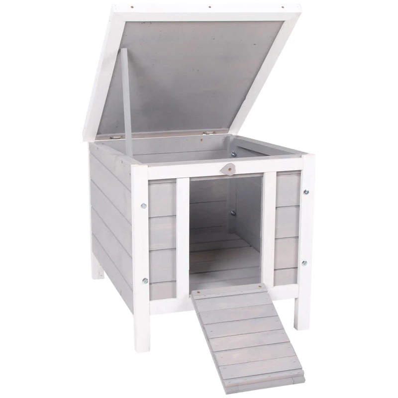 Grey Small Animal Hutch 51 x 42 x 43 cm - Outdoor Rabbit, Guinea Pig, Cat, Bunny Cage