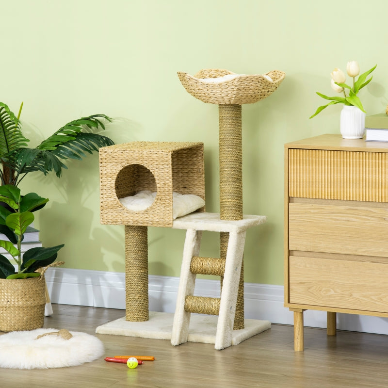 Cat Tree with Scratching Posts, Bed, Cat House - Natural