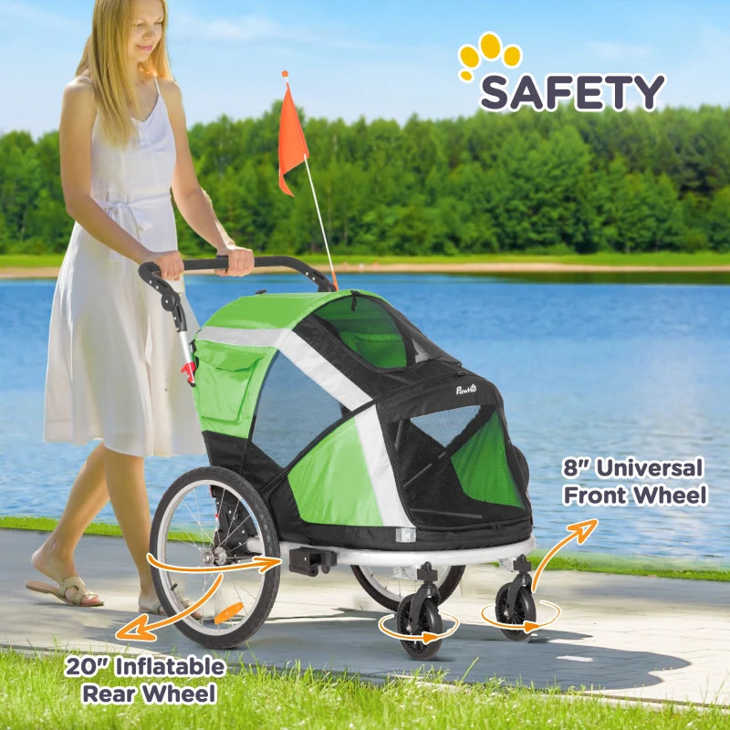 Green Dog Bike Trailer & Stroller for Large Dogs