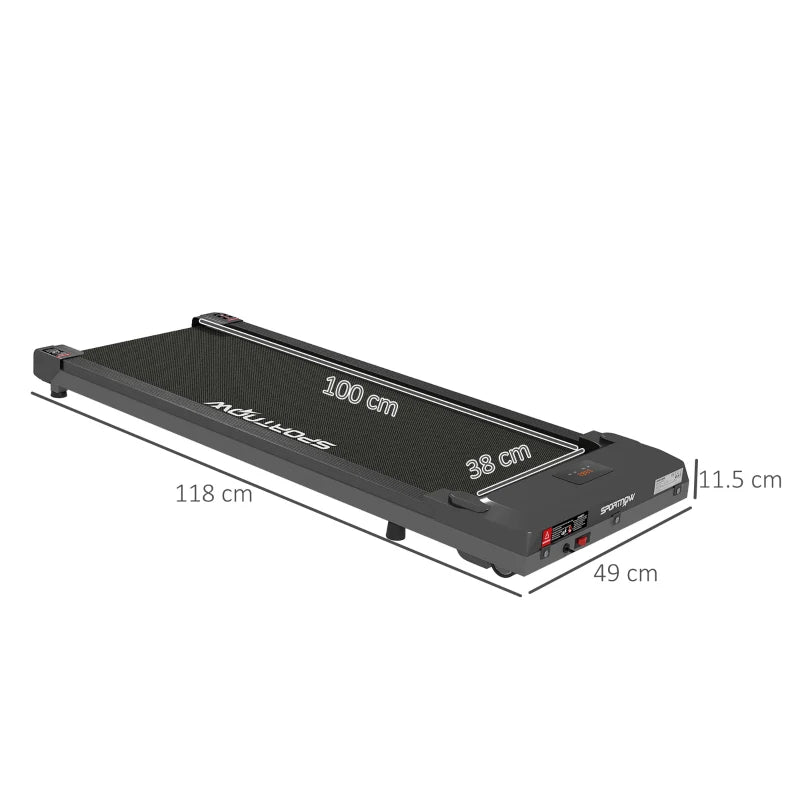 Compact Black Under Desk Treadmill with Remote Control and LED Display