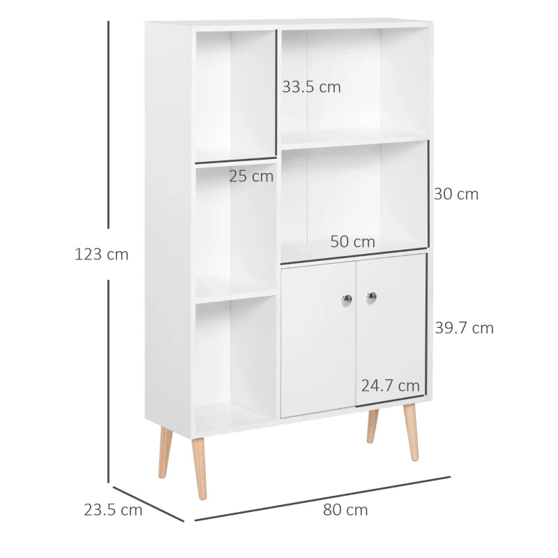 White Wooden Bookcase Storage Cabinet with Doors