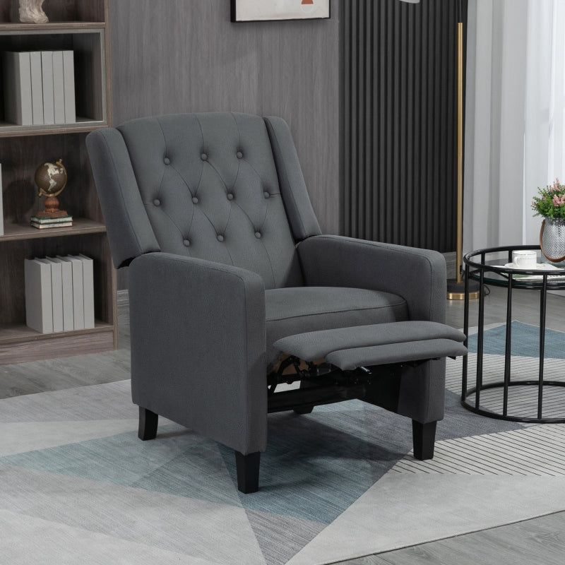 Deep Grey Wingback Recliner Chair with Leg Rest