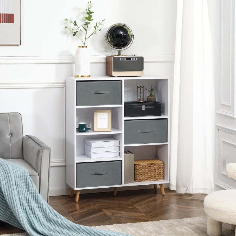 White 7-Cube Storage Cabinet with Fabric Drawers