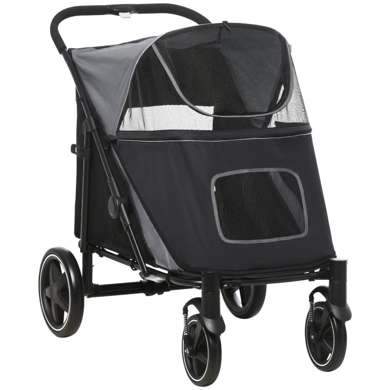 Black Foldable Pet Stroller for Medium and Large Dogs