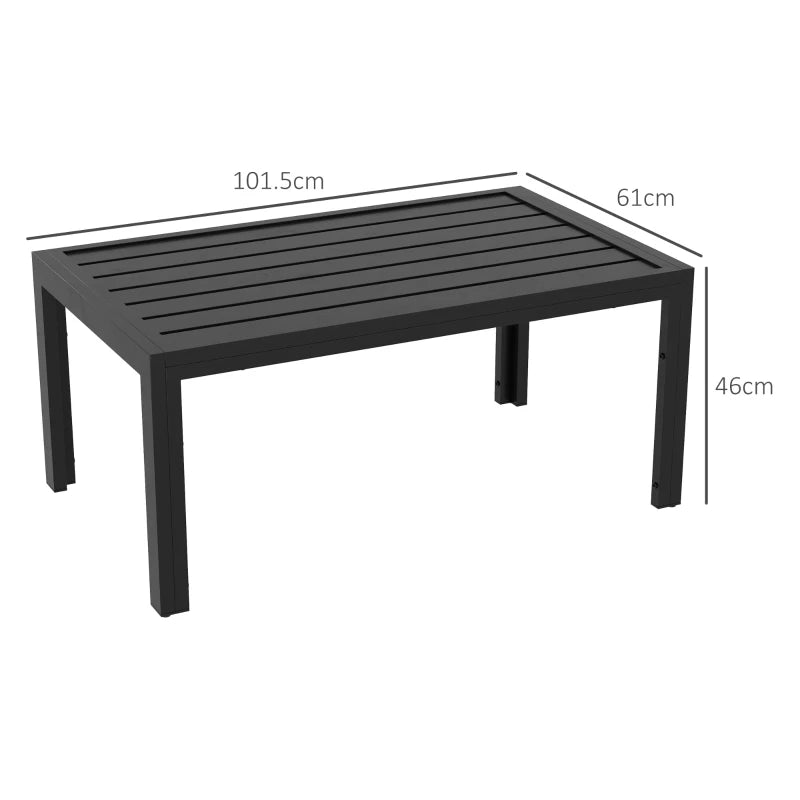 Black Steel Frame Rectangular Outdoor Patio Side Table