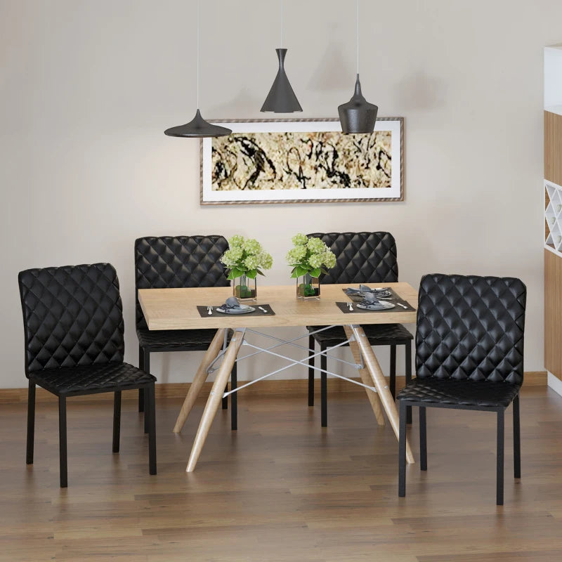 Black Upholstered Dining Chairs Set of 4 with Metal Legs