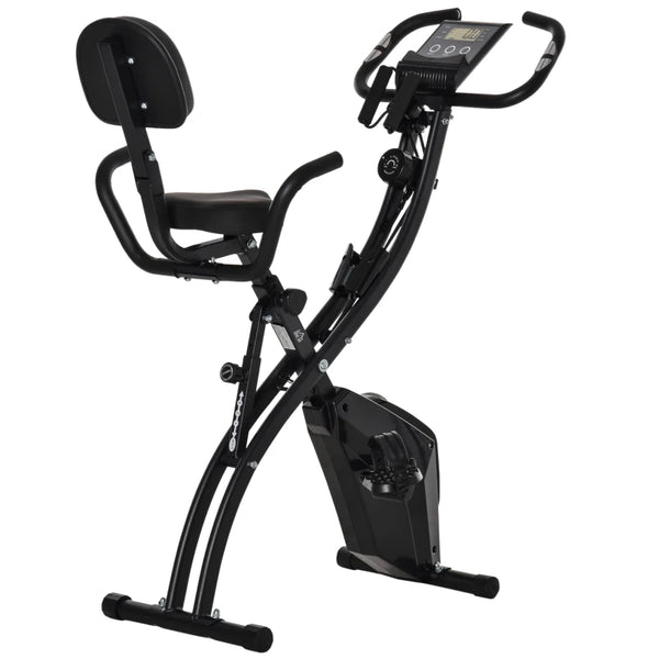 Black Foldable Recumbent Exercise Bike with 8-Level Magnetic Resistance
